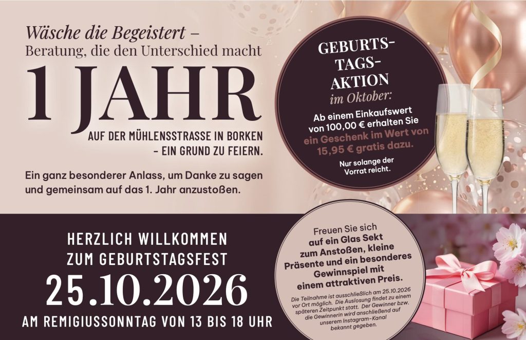 1 Jahr Wäschezauber: Aktion Oktober 2026
